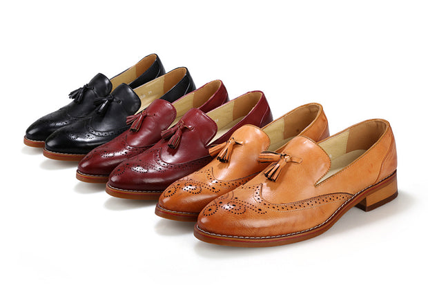 Breathable British Business High Style Fashion ( Carved Tassel Men's Slip-On Shoe)